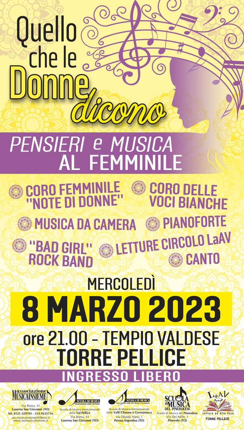 Quello che le donne dicono – Pensieri e musica al femminile – Torre Pellice, 8 marzo 2023